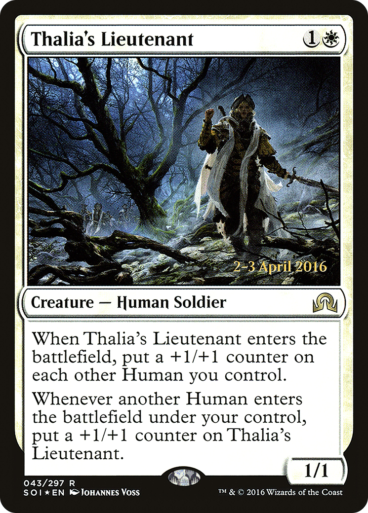 {R} Thalia's Lieutenant [Shadows over Innistrad Prerelease Promos][PR SOI 043] - Misty Mountain Games