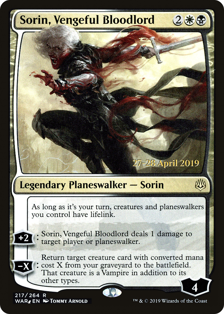 {R} Sorin, Vengeful Bloodlord [War of the Spark Prerelease Promos][PR WAR 217]
