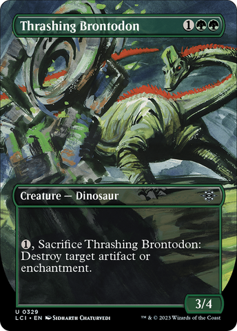 {@C} Thrashing Brontodon (Borderless) [The Lost Caverns of Ixalan][LCI 329]