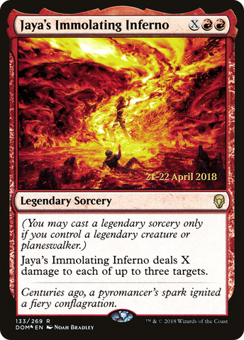 {R} Jaya's Immolating Inferno [Dominaria Prerelease Promos][PR DOM 133]
