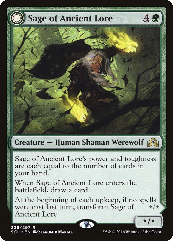 {R} Sage of Ancient Lore // Werewolf of Ancient Hunger [Shadows over Innistrad][SOI 225]