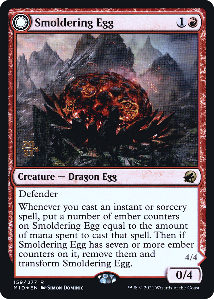 {R} Smoldering Egg // Ashmouth Dragon [Innistrad: Midnight Hunt Prerelease Promos][PR MID 159]