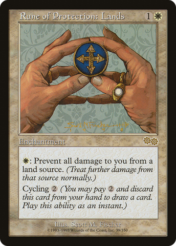 {R} Rune of Protection: Lands [Urza's Saga][USG 039]
