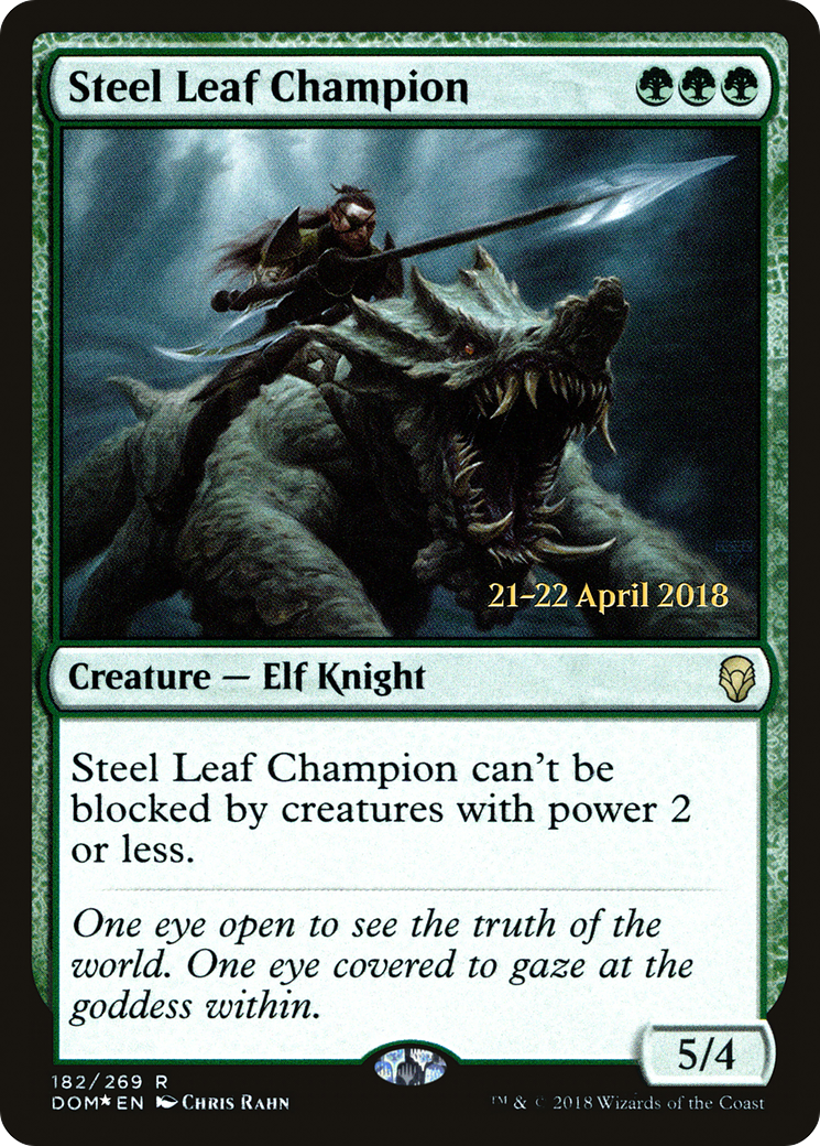 {R} Steel Leaf Champion [Dominaria Prerelease Promos][PR DOM 182]