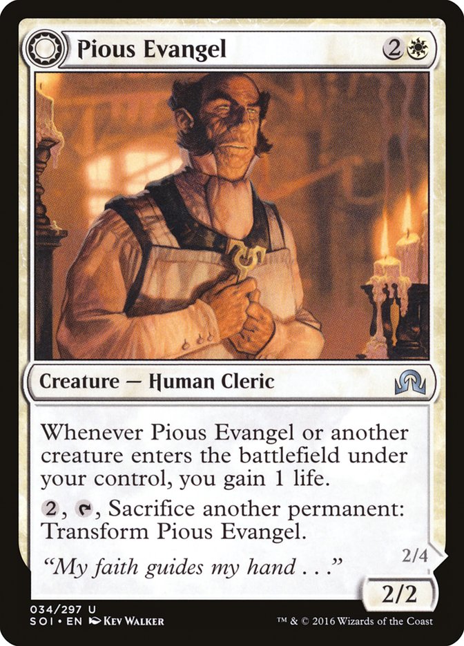 {C} Pious Evangel // Wayward Disciple [Shadows over Innistrad][SOI 034]