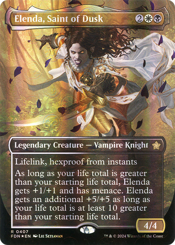 {@R} Elenda, Saint of Dusk (Borderless) (Mana Foil) [Foundations][FDN 407]