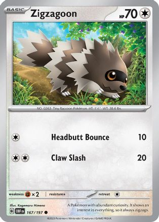 [PKM] Zigzagoon 167 - SV03 Obsidian Flames