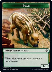 {T} Boar // Food (17) Double-sided Token [Throne of Eldraine Tokens][TELD 009]
