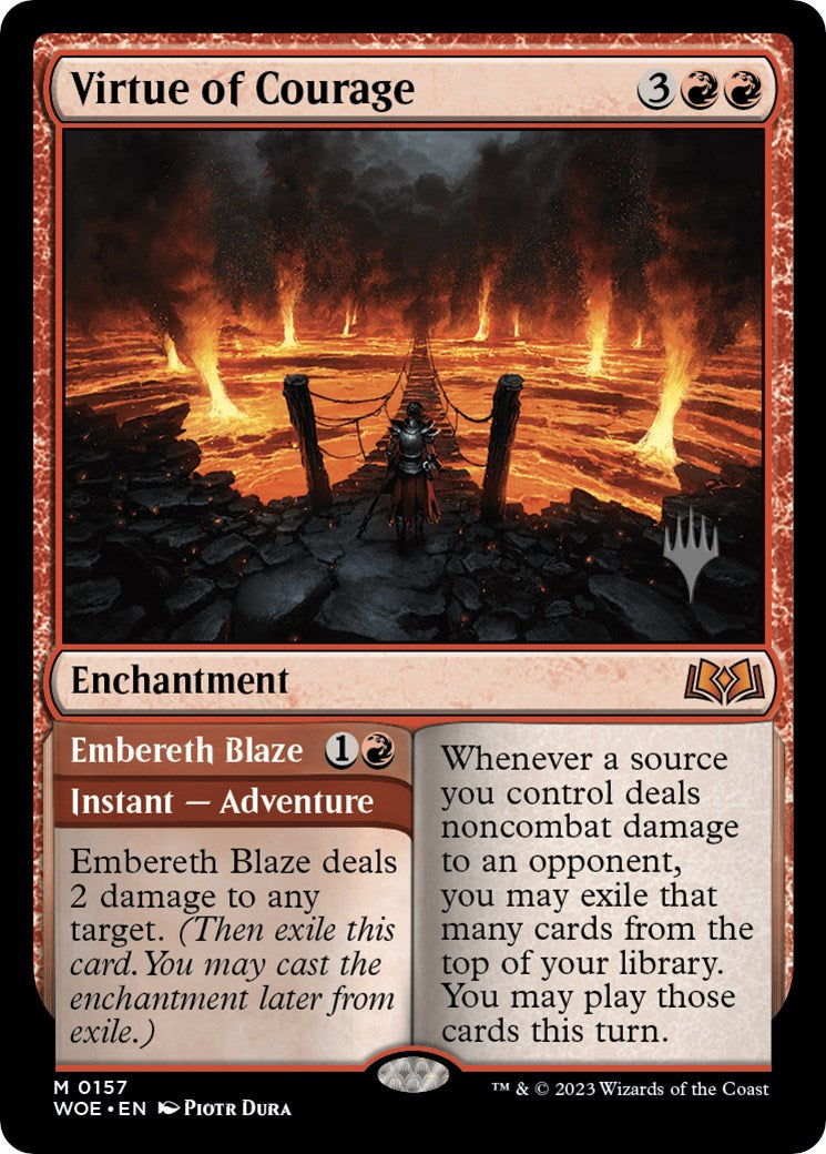 {@R} Virtue of Courage //Embereth Blaze (Promo Pack) [Wilds of Eldraine Promos][PP WOE 157]