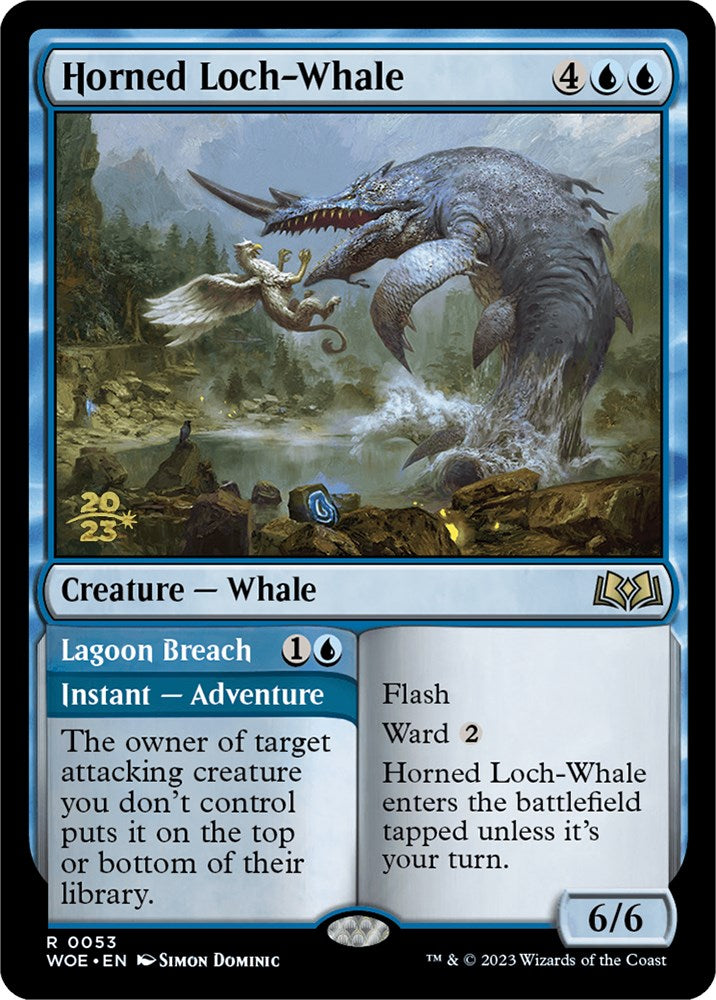 {@R} Horned Loch-Whale // Lagoon Breach [Wilds of Eldraine Prerelease Promos][PR WOE 053]