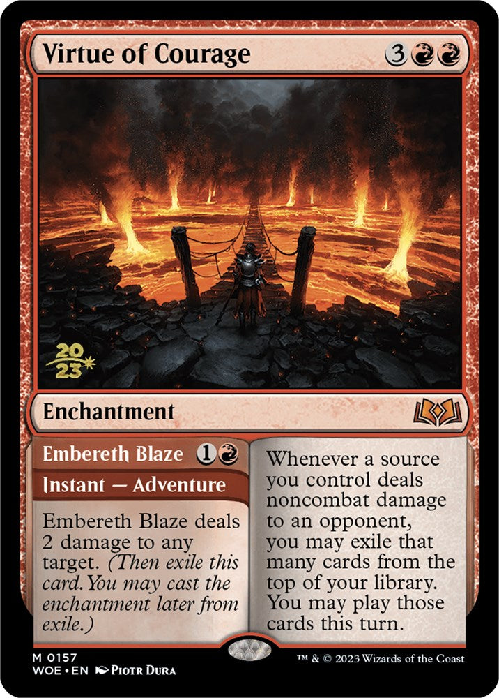 {@R} Virtue of Courage //Embereth Blaze (Promo Pack) [Wilds of Eldraine Promos][PP WOE 157]