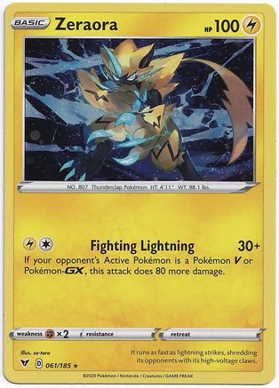 [PKM] Zeraora (061/185) (Cosmos Holo) [Sword & Shield: Vivid Voltage]