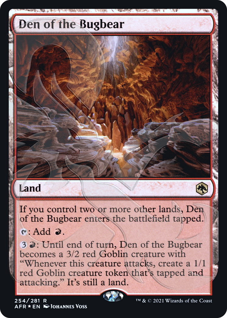 {R} Den of the Bugbear (Ampersand Promo) [Dungeons & Dragons: Adventures in the Forgotten Realms Promos][AMP AFR 254]