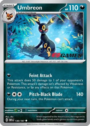 [PKM-C] Umbreon (130/197) (EBGames Exclusive) [Scarlet & Violet: Obsidian Flames]