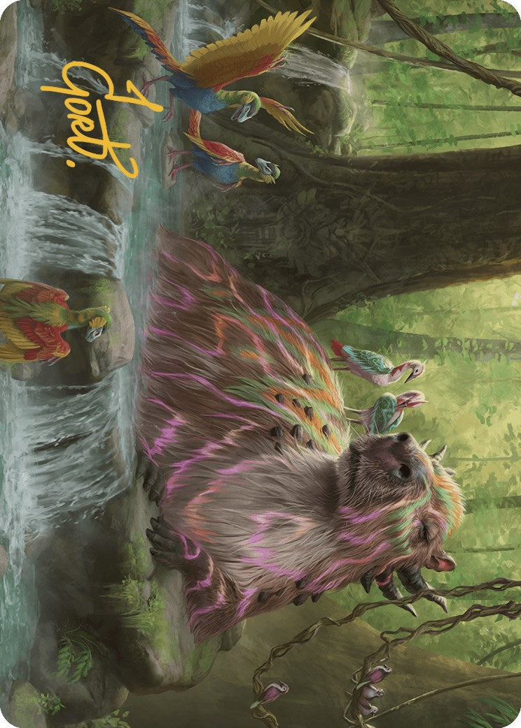 {A} Basking Capybara Art Card (Gold-Stamped Signature) [The Lost Caverns of Ixalan Art Series][GS ALCI 022]