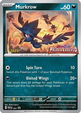 [PKM] Murkrow (021) (Staff) [Scarlet & Violet: Black Star Promos]