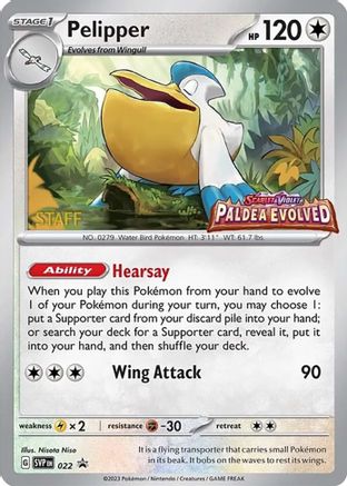 [PKM] Pelipper (022) (Staff) [Scarlet & Violet: Black Star Promos]