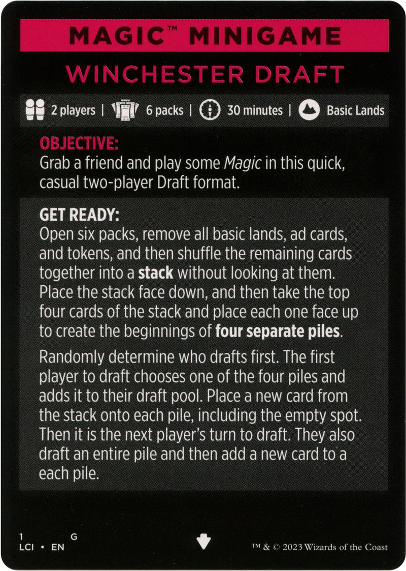 {C} Winchester Draft (Magic Minigame) [The Lost Caverns of Ixalan Minigame][MG LCI 001]