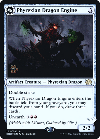 {R} Phyrexian Dragon Engine [The Brothers' War: Prerelease Promos][PR BRO 163]