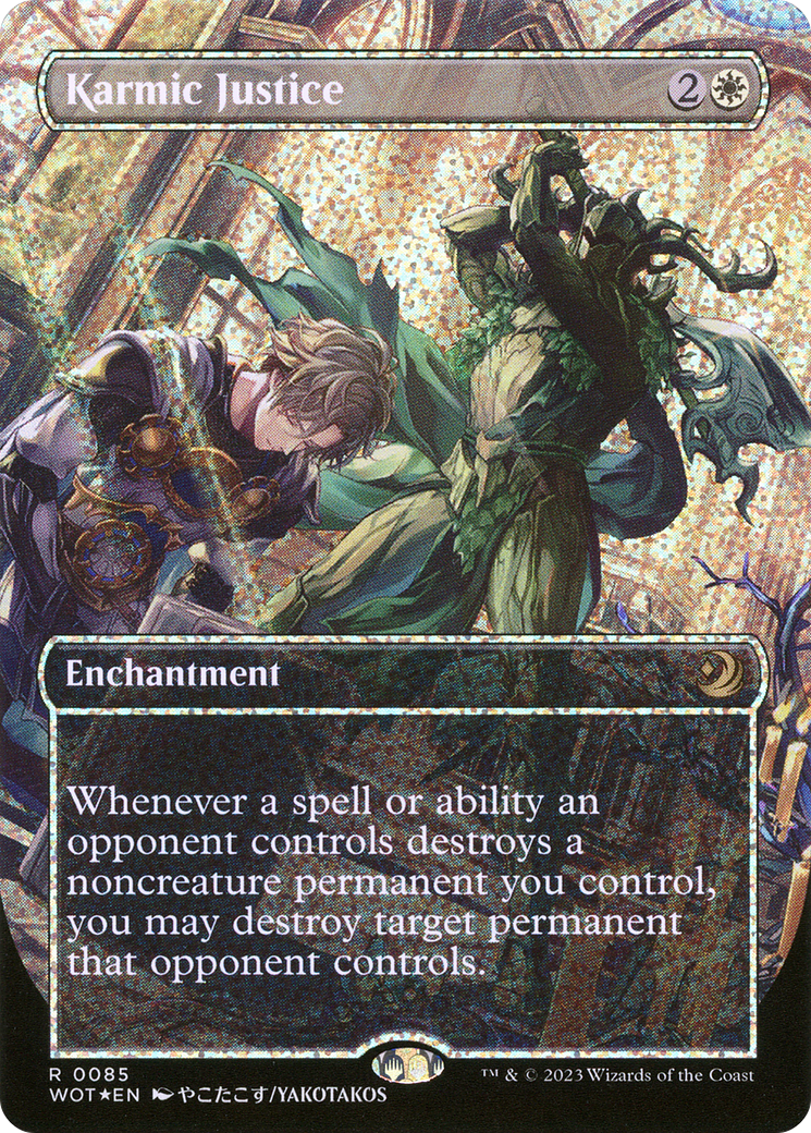 {R} Karmic Justice (Anime Borderless) (Confetti Foil) [Wilds of Eldraine: Enchanting Tales][WOT 085]