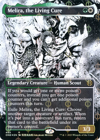 {R} Melira, the Living Cure (Borderless Manga Step-and-Compleat Foil) [Phyrexia: All Will Be One][ONE 469]