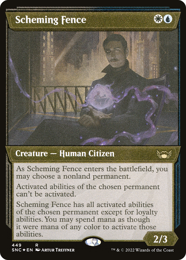 {R} Scheming Fence (Showcase Art Deco Foil Etched) [Streets of New Capenna][SNC 449]