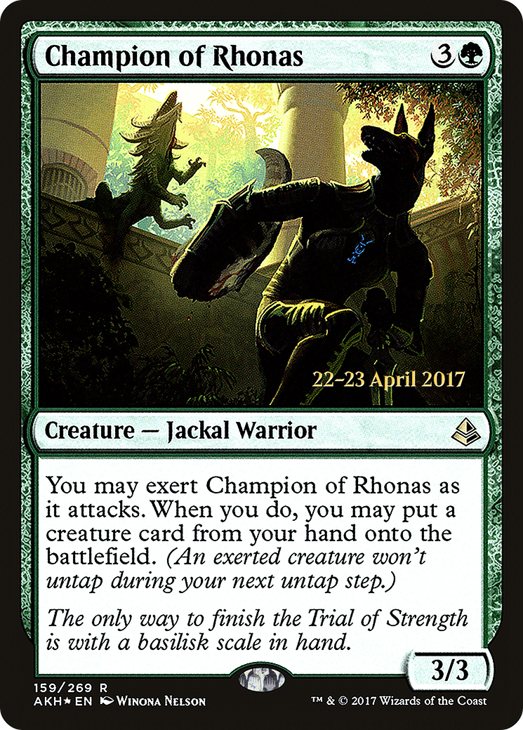 {R} Champion of Rhonas [Amonkhet Prerelease Promos][PR AKH 159]