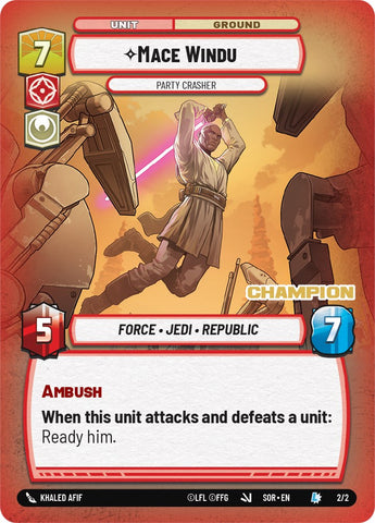 {SW-R}Mace Windu - Party Crasher (Champion) (2/2) [Spark of Rebellion Planetary Qualifier Promo]