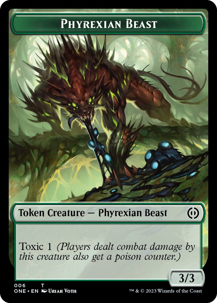{T} Phyrexian Mite (012) // Phyrexian Beast Double-Sided Token [Phyrexia: All Will Be One Tokens][TONE 12//6]