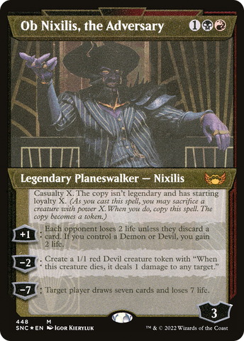 {R} Ob Nixilis, the Adversary (Showcase Art Deco Foil Etched) [Streets of New Capenna][SNC 448]
