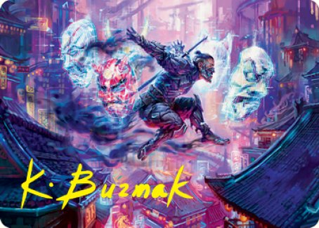 {A} Thousand-Faced Shadow Art Card (Gold-Stamped Signature) [Kamigawa: Neon Dynasty Art Series][GS ANEO 037]