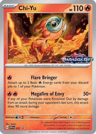 [PKM] Chi-Yu (057) (Staff Prerelease Promo) [Scarlet & Violet: Black Star Promos]