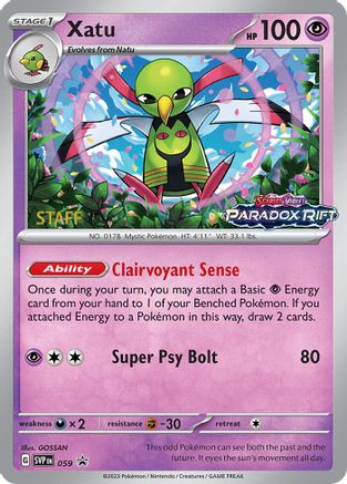 [PKM] Xatu (059) (Staff Prerelease Promo) [Scarlet & Violet: Black Star Promos]