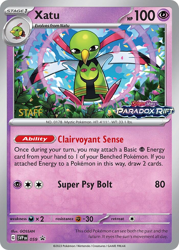 [PKM-R] Xatu (059) (Staff Prerelease Promo) [Scarlet & Violet: Black Star Promos]