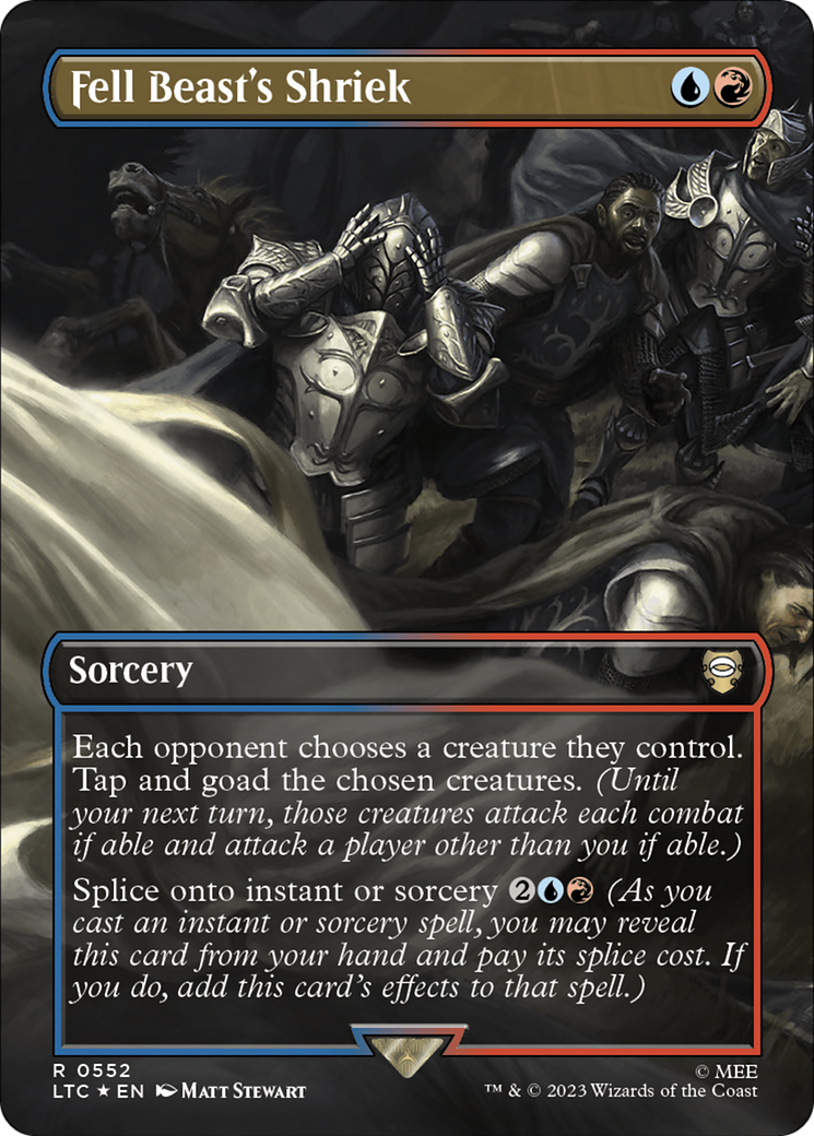 {R} Fell Beast's Shriek (Borderless) (Surge Foil) [The Lord of the Rings: Tales of Middle-Earth Commander][LTC 552]