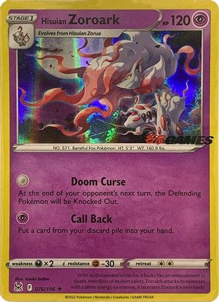 [PKM] Hisuian Zoroark (076/196) (EB Games Exclusive) [Sword & Shield: Lost Origin]