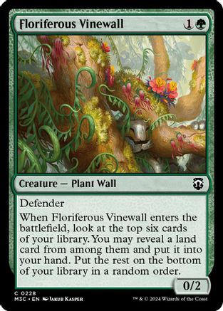 {C} Floriferous Vinewall (Ripple Foil) [Modern Horizons 3 Commander][RPF M3C 228]