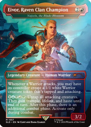 {R} Eivor, Raven Clan Champion - Najeela, the Blade-Blossom (Rainbow Foil) [Secret Lair Drop Series][RBF SLD 1557]