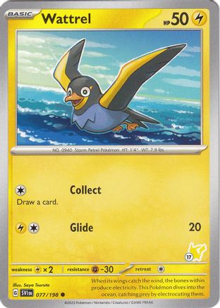 [PKM] Wattrel (077/193) (Pikachu Stamp #17) [Battle Academy 2024]
