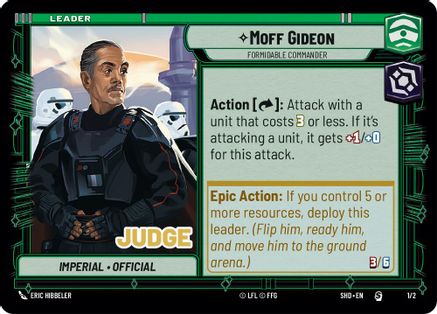 {SW-LD}Moff Gideon - Formidable Commander (Judge Promo) (1/2) [Shadows the Galaxy Prerelease Promo]