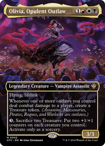 {R} Olivia, Opulent Outlaw (Borderless) [Outlaws of Thunder Junction Commander][OTC 002]