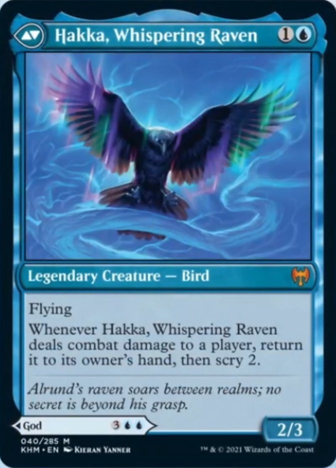 {R} Alrund, God of the Cosmos // Hakka, Whispering Raven [Kaldheim][KHM 040]