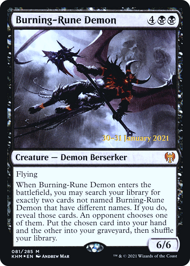 {R} Burning-Rune Demon [Kaldheim Prerelease Promos][PR KHM 081]