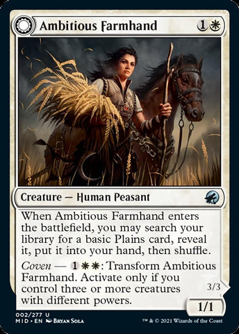 {C} Ambitious Farmhand // Seasoned Cathar [Innistrad: Midnight Hunt][MID 002]