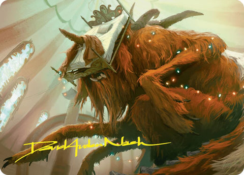 {A} Bedhead Beastie Art Card (Gold-Stamped Signature) [Duskmourn: House of Horror Art Series][GS ADSK 011]