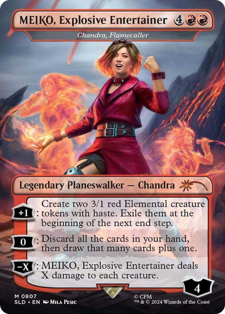 {R} MEIKO, Explosive Entertainer - Chandra, Flamecaller (Rainbow Foil) [Secret Lair Drop Series][RBF SLD 807]