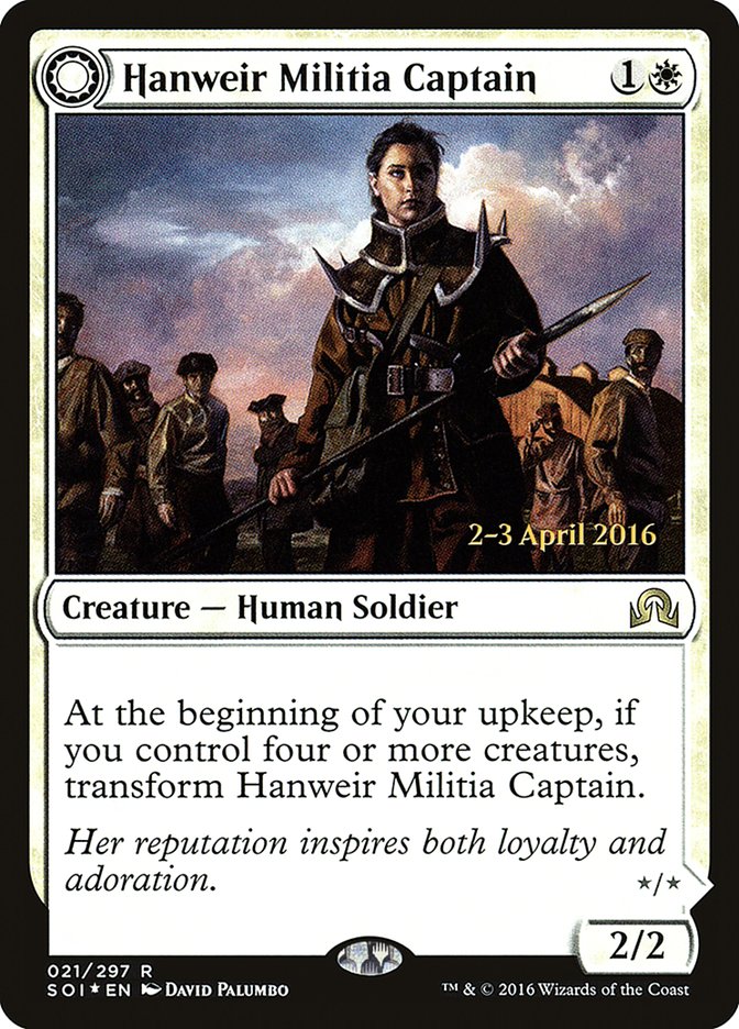 {R} Hanweir Militia Captain // Westvale Cult Leader [Shadows over Innistrad Prerelease Promos][PR SOI 021]