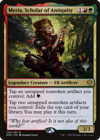 {R} Meria, Scholar of Antiquity (Promo Pack) [Dominaria United Promos][PP DMU 206]
