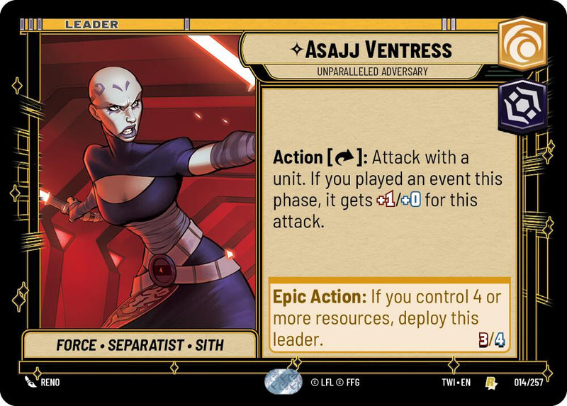 {SW-LD}Asajj Ventress - Unparalleled Adversart (014/257) [Twilight of the Republic]