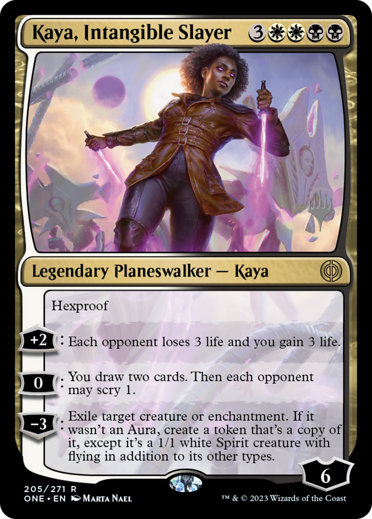 {R} Kaya, Intangible Slayer (Promo Pack) [Phyrexia: All Will Be One Promos][PP ONE 205]
